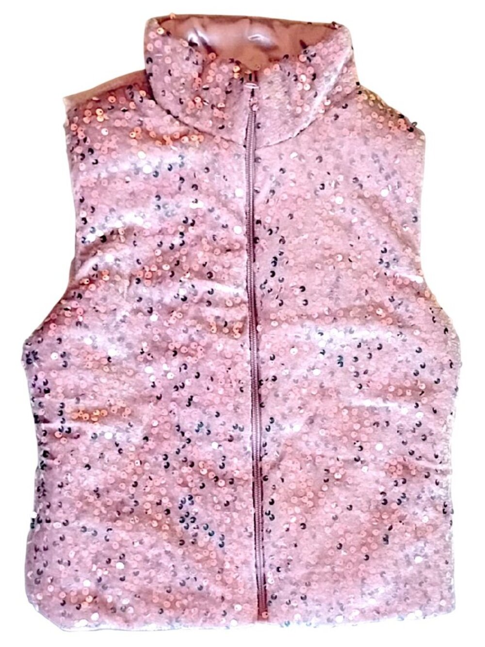 NWOT Beautees Amy Byer Sequin Puffer Vest 6 Pink